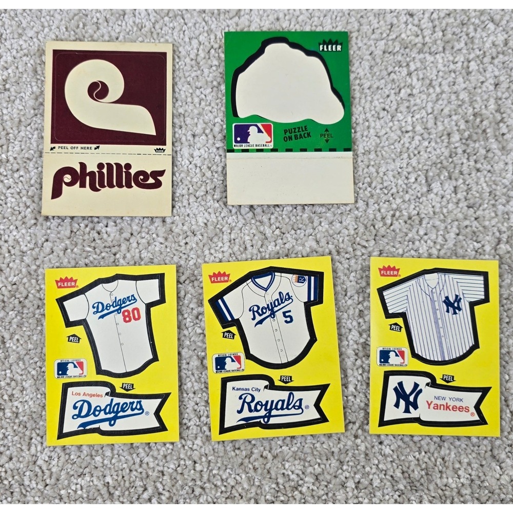 Fleer MLB Baseball Team Logo Jersey Stickers Lot of‎ 5 Multi Vintage 1980s